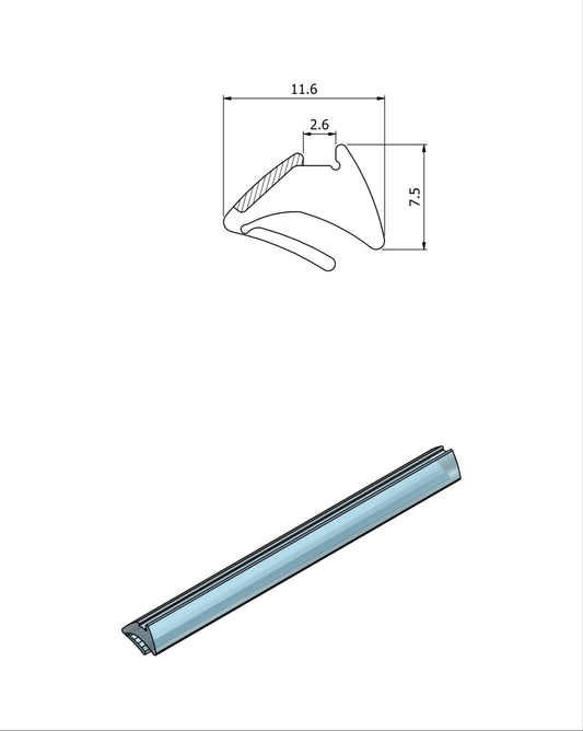 GL0-G10mm Crystal Tear Off Wedge Gasket Dimensions