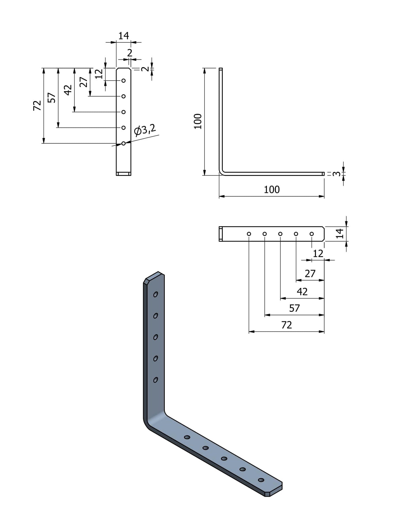 3mm Corner Brackets Self Drilled - TB100
