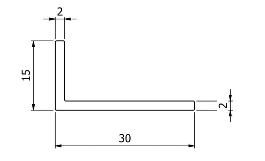 AL-30x15x2.0mm - Perimeter Angle - RAW ALUMINIUM Trims