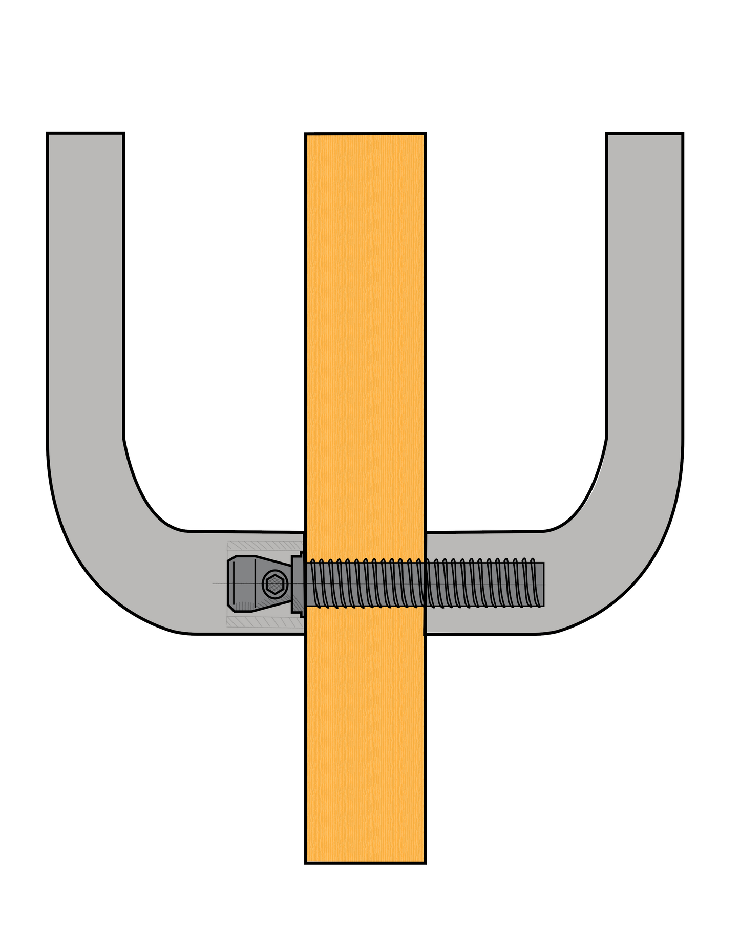 T-Bar Guardsman Door Pull Handles - Back 2 Back 19mm ( SSS ) Grade 304
