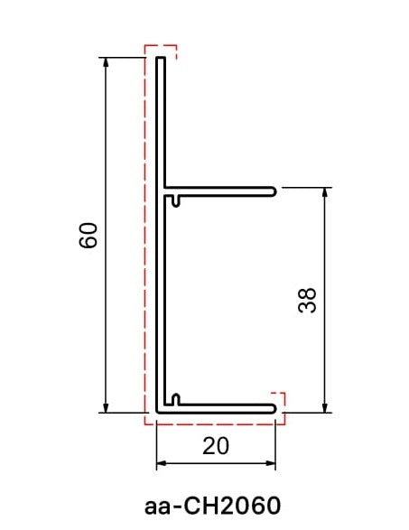 CH2060 20 x 60mm Ceiling Tile Perimeter Floating Trim Dimensions