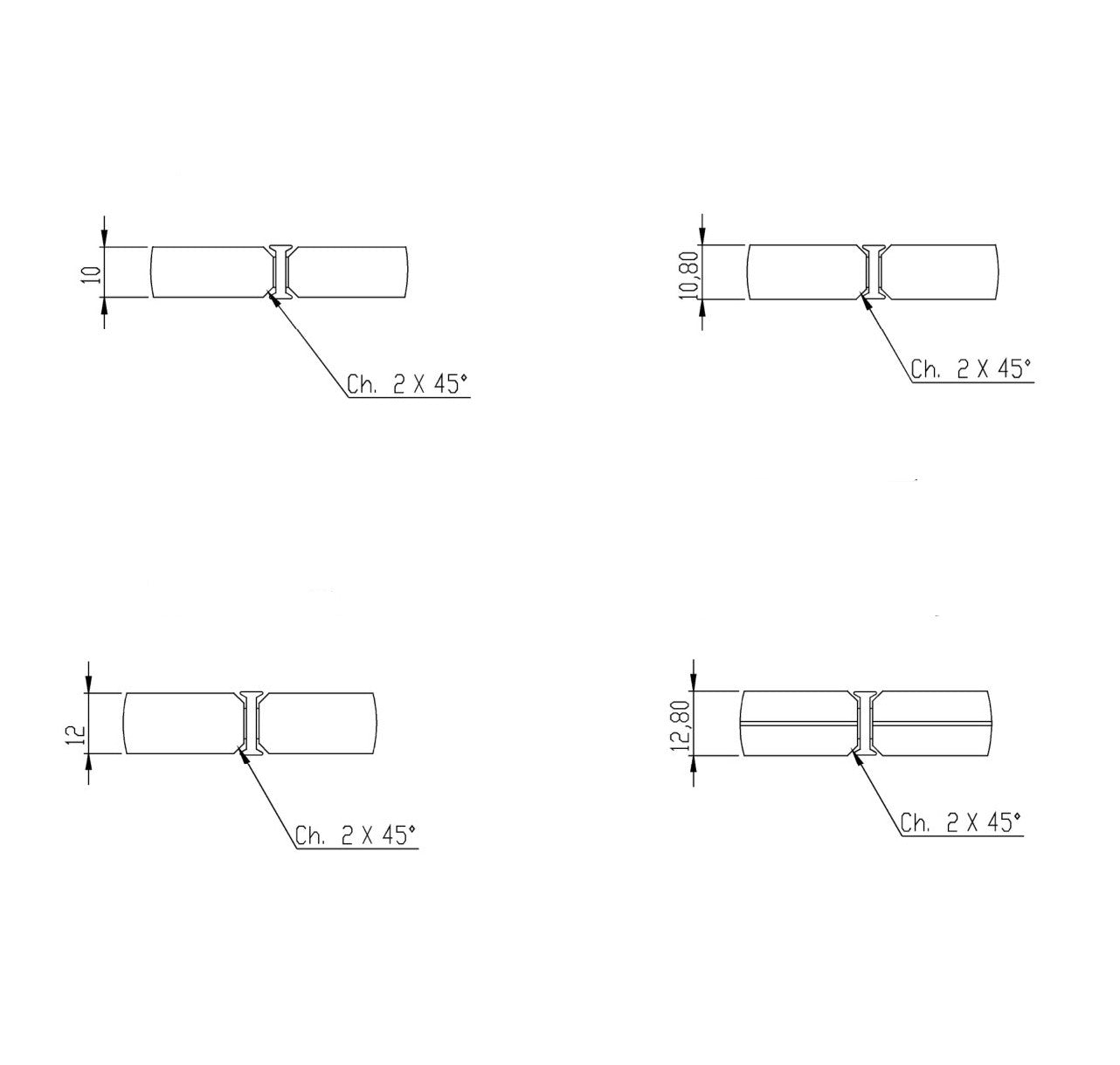 Dry Joint "I" - 12 to 12.8mm Glass Thickness - PARTITIONS LTD