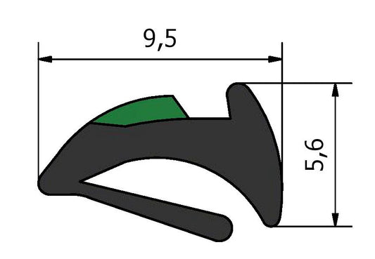 GL0-G12mm Black Tear Off Wedge Gasket Dimensions