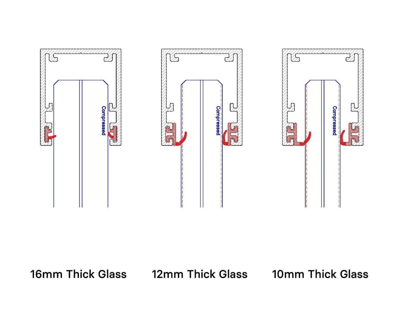 Glazing Glass Channels - 50x25x3m + No Gaskets Single Glaze