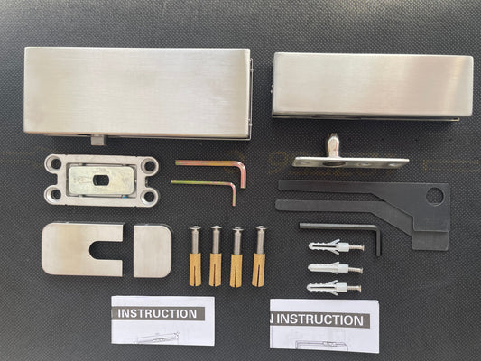 Hydraulic Self Closer Patch Set - Glass Door SSS Grade 304 - Whats In The Box