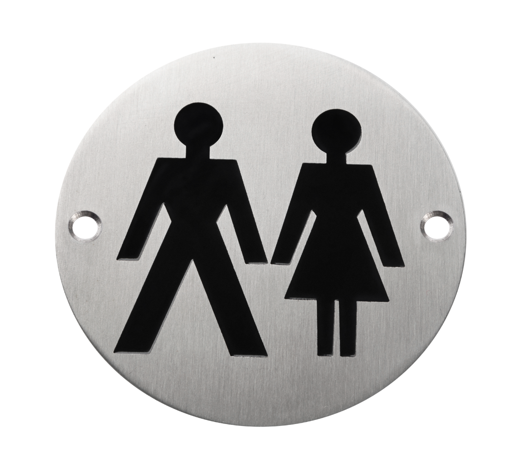 Ladies & Gents - Circular Metal Door Sign - Pre Drilled