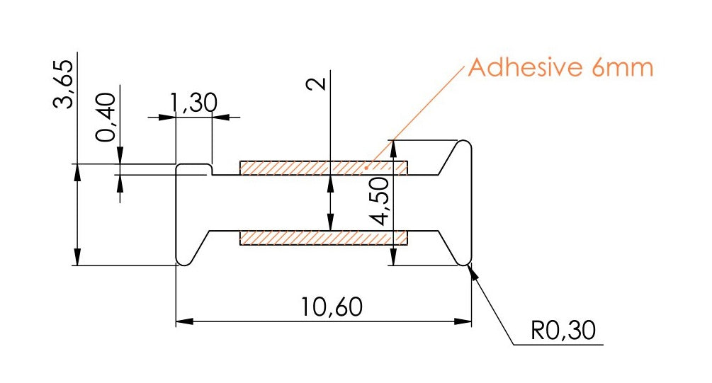 Glass to Glass Joint "C" - 12 to 12.8mm Glass Thickness - Corner
