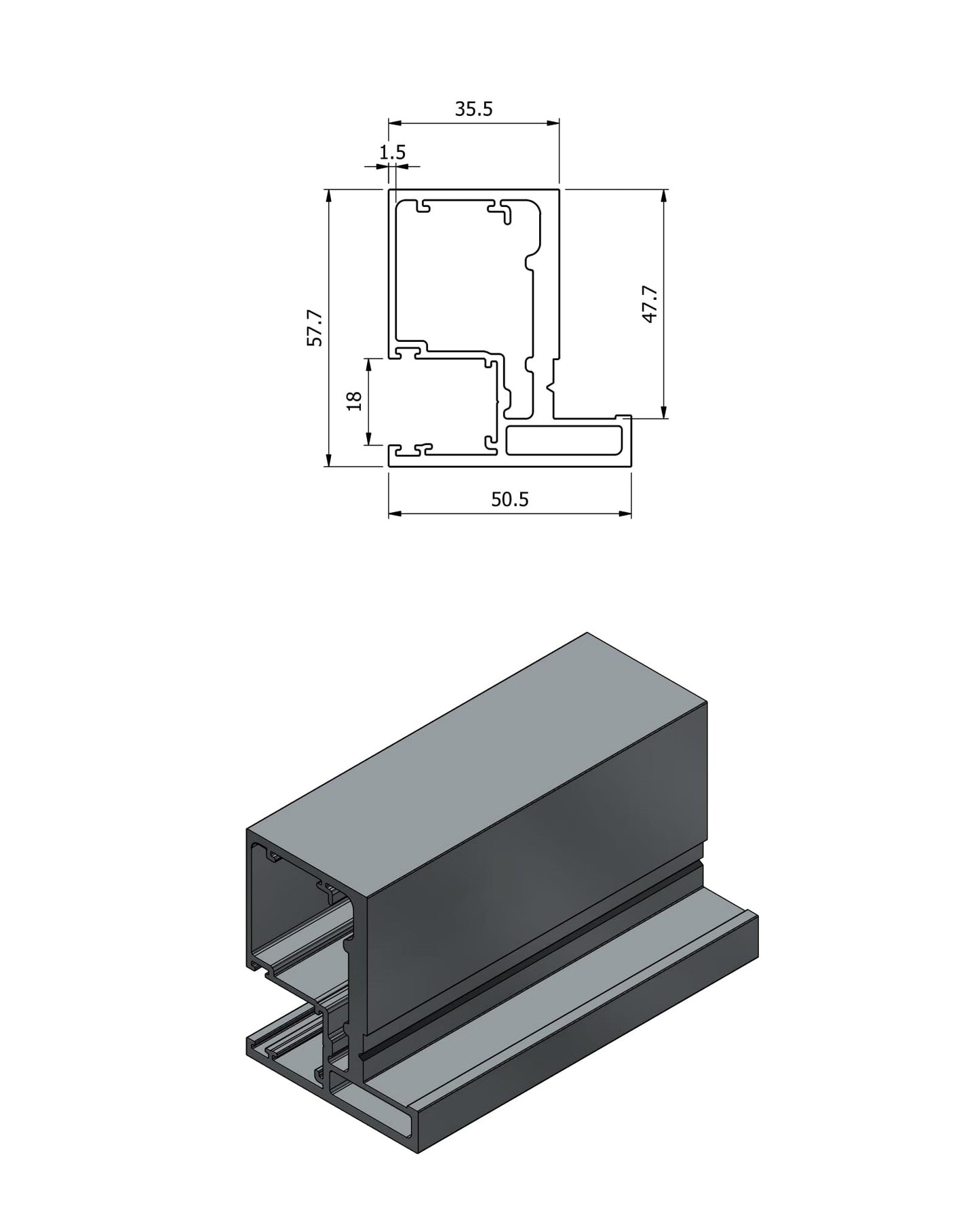 Single Glaze Door Frame Profiile Offset Glazing with Dimensions