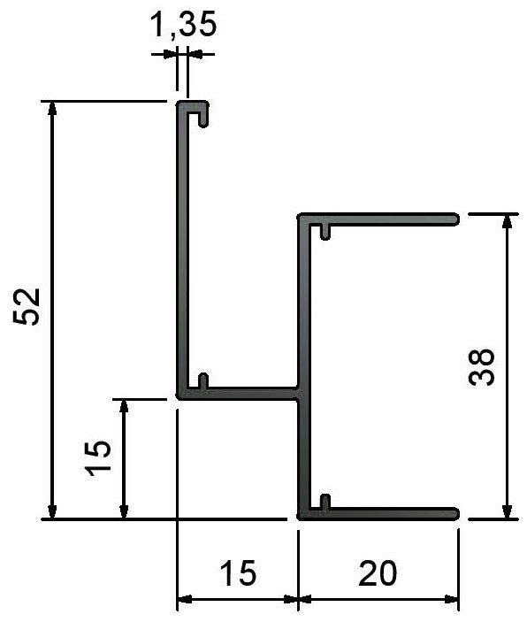 Suspended Ceiling Trims - 15mm Reveal - SC15 Dimensions