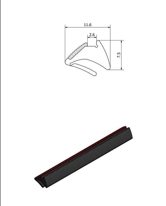 Universal Wedge Gasket 10/11mm Glass Sizes Black