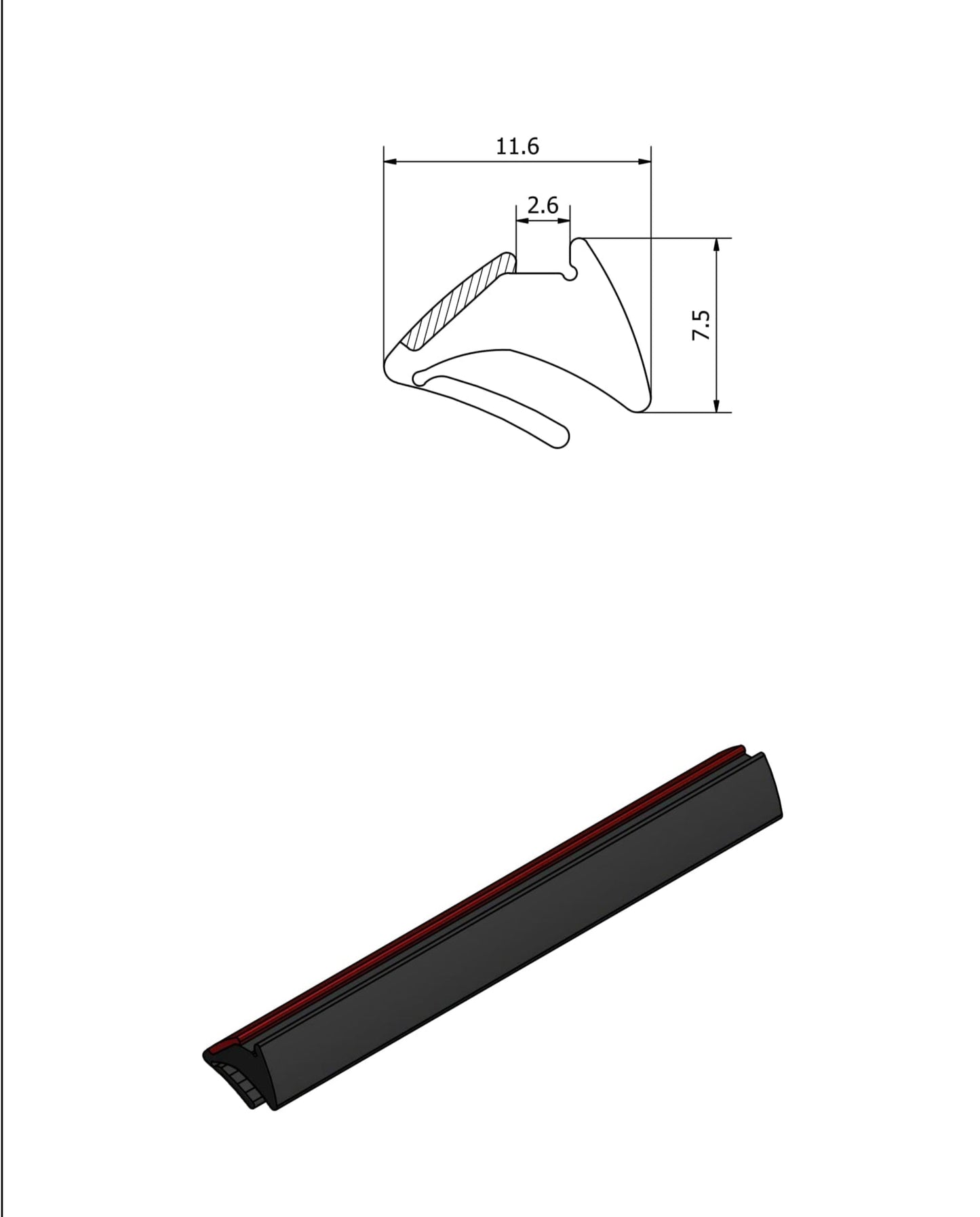 Universal Wedge Gasket 10/11mm Glass Sizes Black PARTITIONS LTD