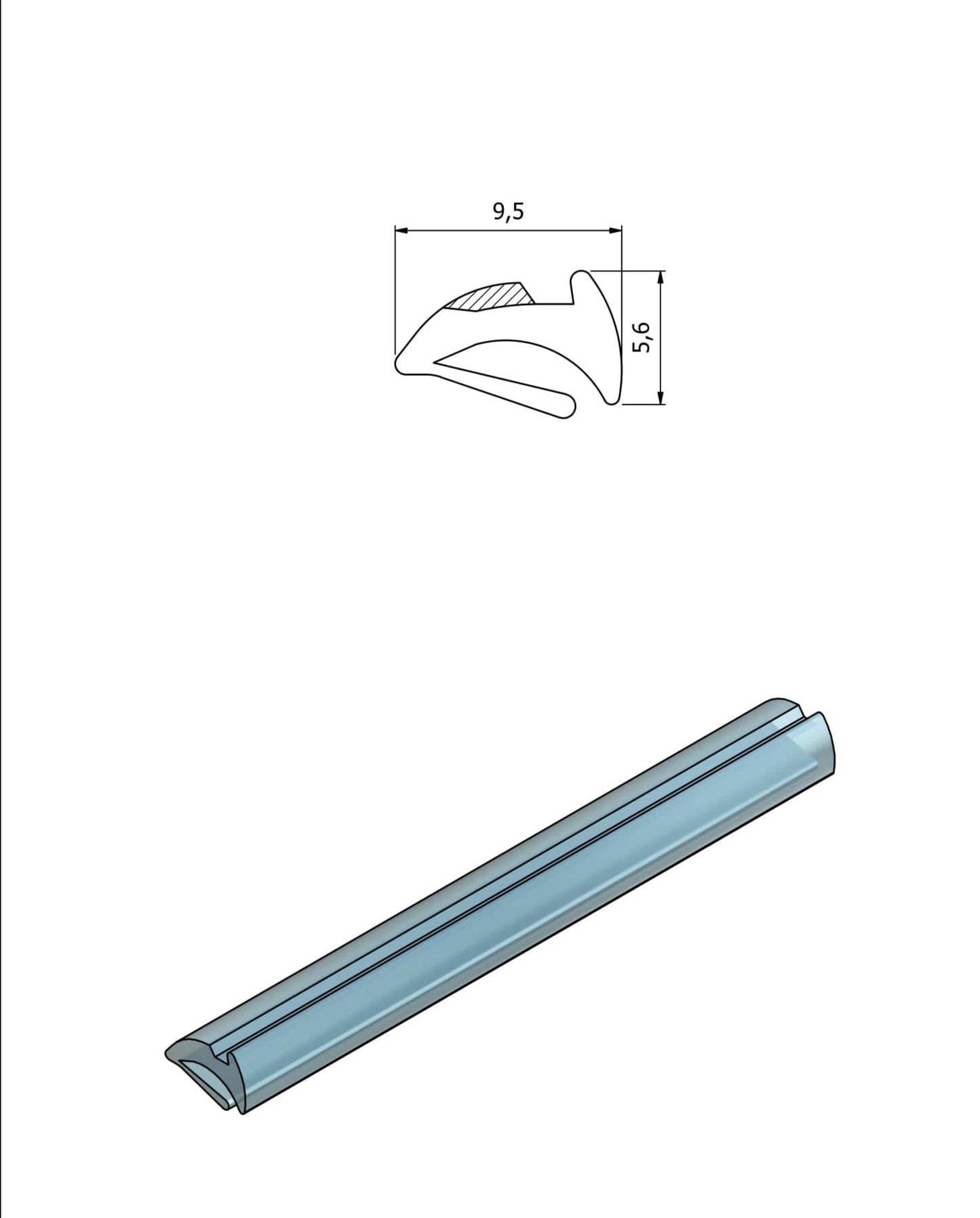 Universal Wedge Gasket 12/13mm Glass Sizes Crystal PARTITIONS LTD