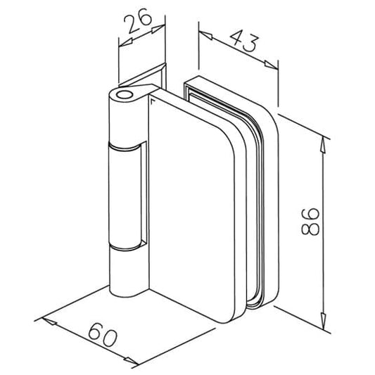 Glass Door Hinge - Rectangle Radius