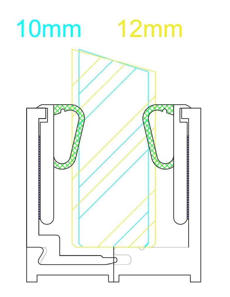 Glazing Aluminium U Channels + Gaskets - Two-Part 25x25x3m 