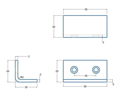 Angle Door Stop 25 x 50mm 