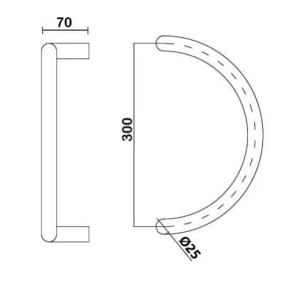 D-Bar Door Pull Handles - Semi Circular 