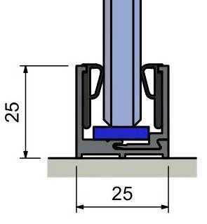 Glazing Aluminium U Channels + Gaskets - Two-Part 25x25x3m 