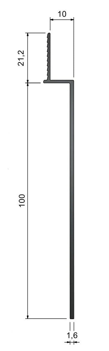 ST100-Type Recessed 100mm Shadow Gap Skirting Reveal Trims 