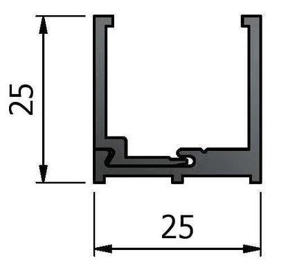 Glazing Aluminium U Channels + Gaskets - Two-Part 25x25x3m 