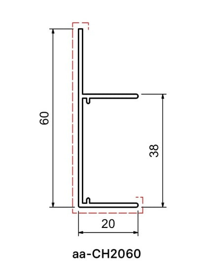 CH2060 20 x 60mm Ceiling Tile Perimeter Floating Trim Dimensions