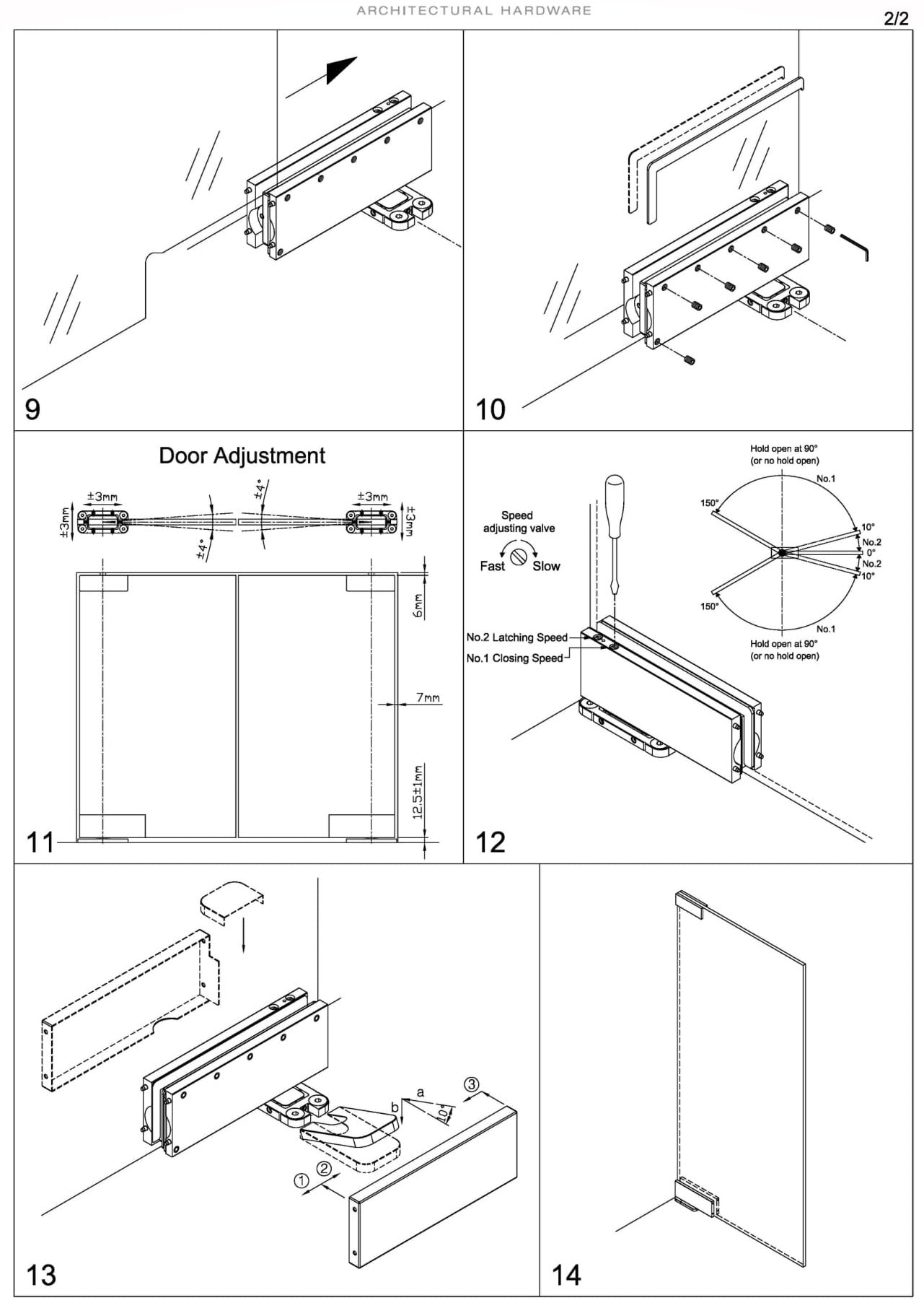 Glass Door Hydraulic Patch Closer - Floor Install Sheet 2