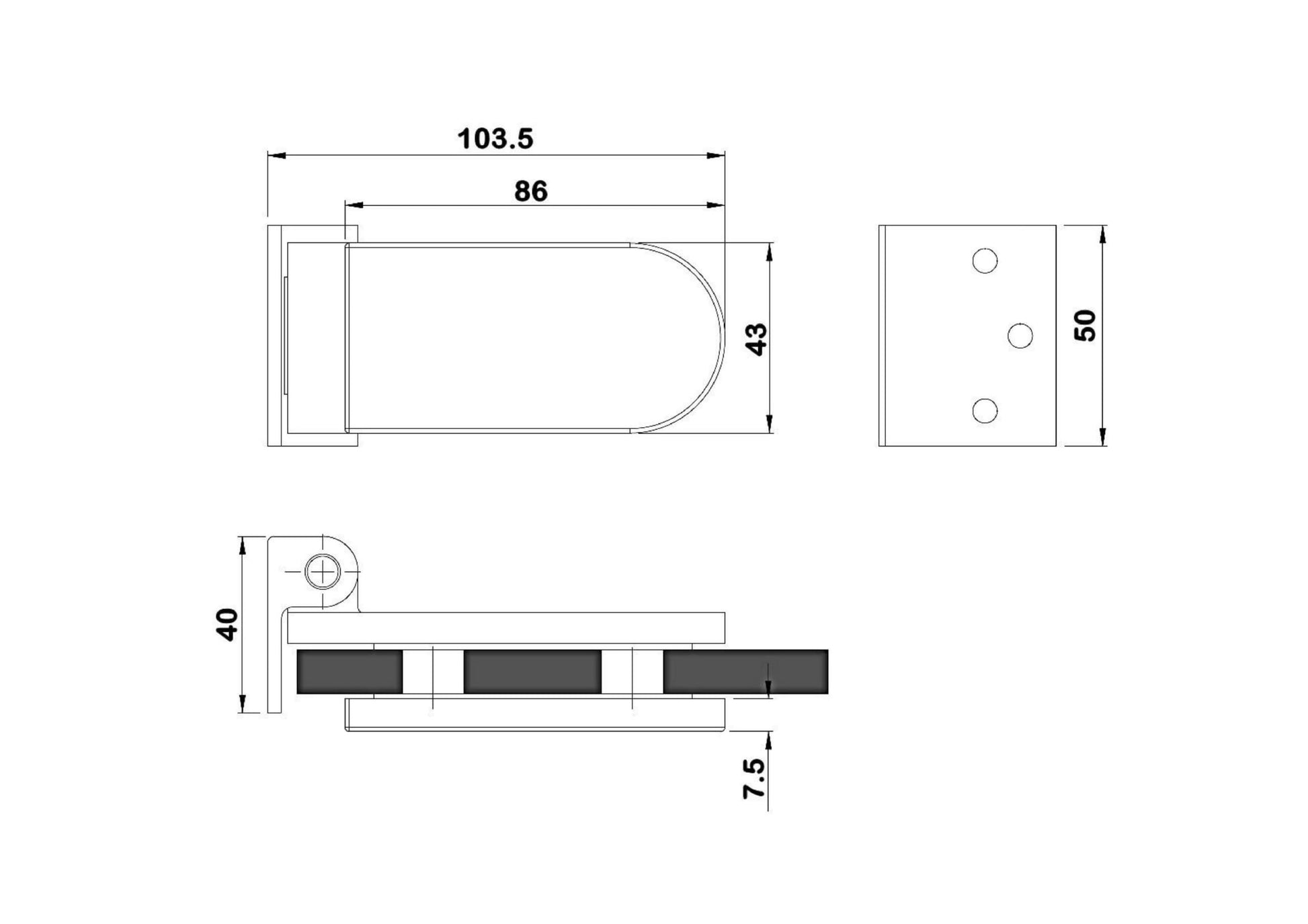 CR211 Radius Glass Door Hinge - SAA Satin Anodised 