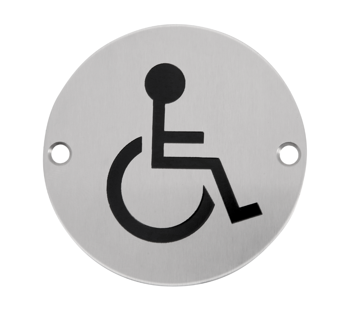 Disability Facilities - Circular Metal Door Sign - Pre Drilled 