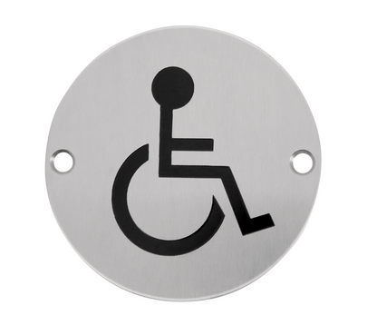 Disability Facilities - Circular Metal Door Sign - Pre Drilled 