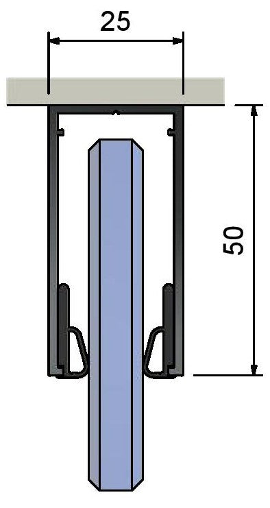 Glazing U Channel - 50mm x 25mm - PARTITIONS LTD