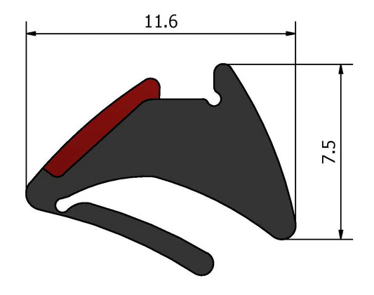 GL0-G10mm Black Tear Off Wedge Gasket Dimensions