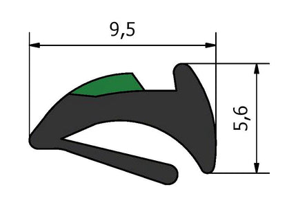 GL0-G12mm Black Tear Off Wedge Gasket Dimensions