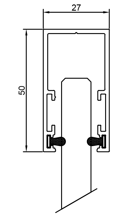 Glass Partitioning Head / Wall Channel - 50x27x3m