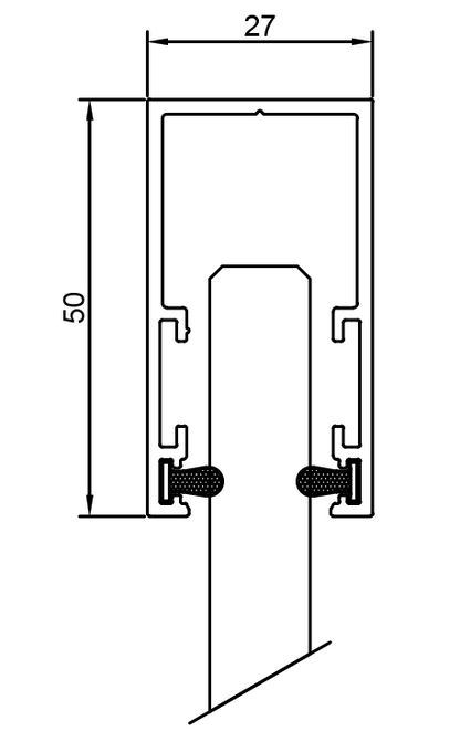Glass Partitioning Head / Wall Channel - 50x27x3m