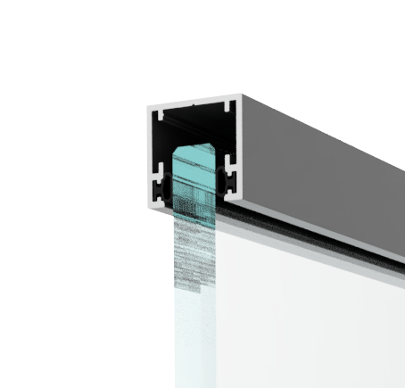 Glazing Track For Glass Partitions - Render