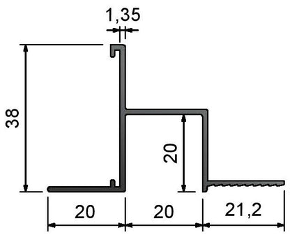 JTA20_Junction_Ceiling_Trim Plaster Board To Tile With Shadow Gap 20mm Dimensions