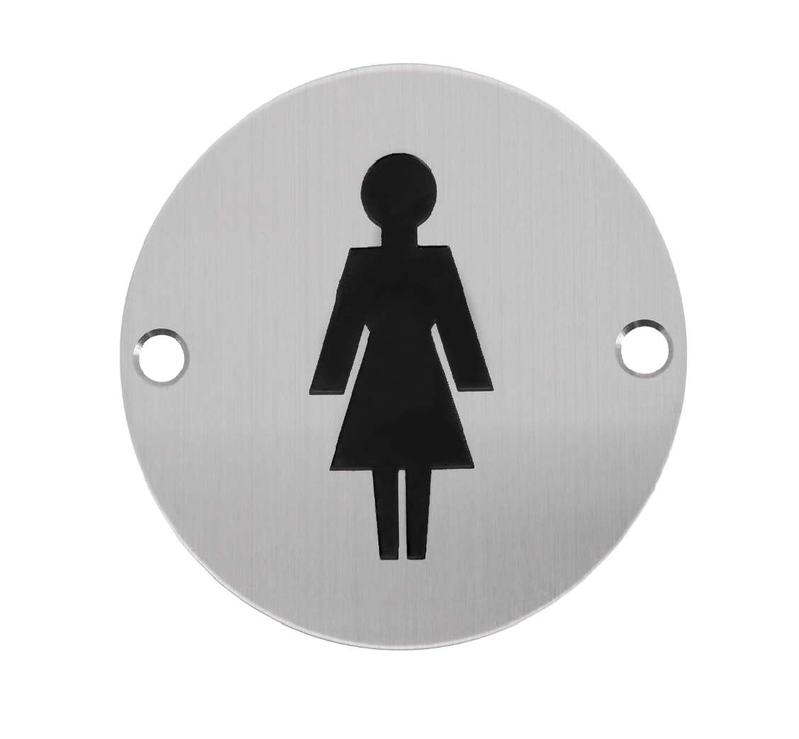 Ladies - Circular Metal Door Sign - Pre Drilled 