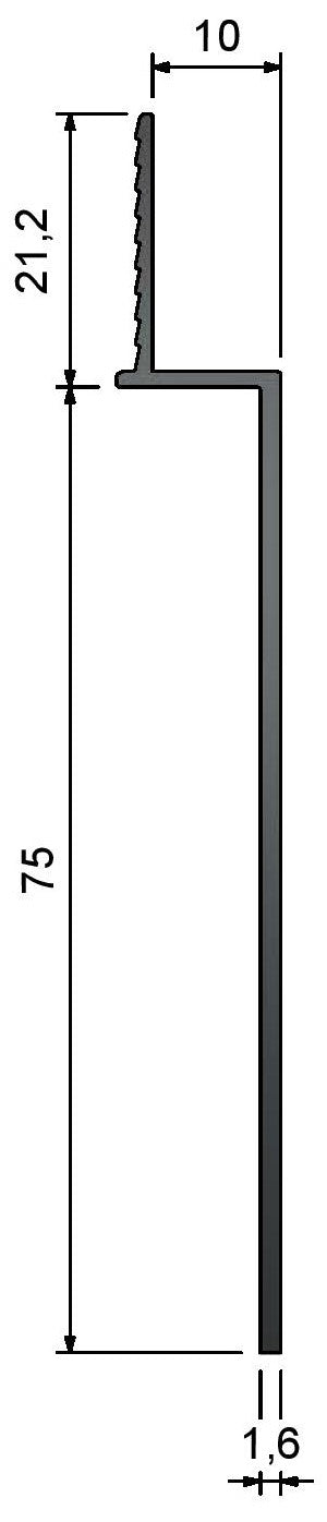 ST75-Type Recessed 75mm Shadow Gap Skirting Reveal Trim