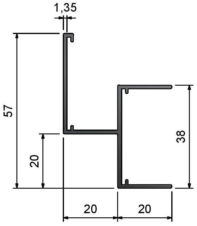 Suspended Ceiling Trims - 20mm Reveal - SC20 - Dimensions