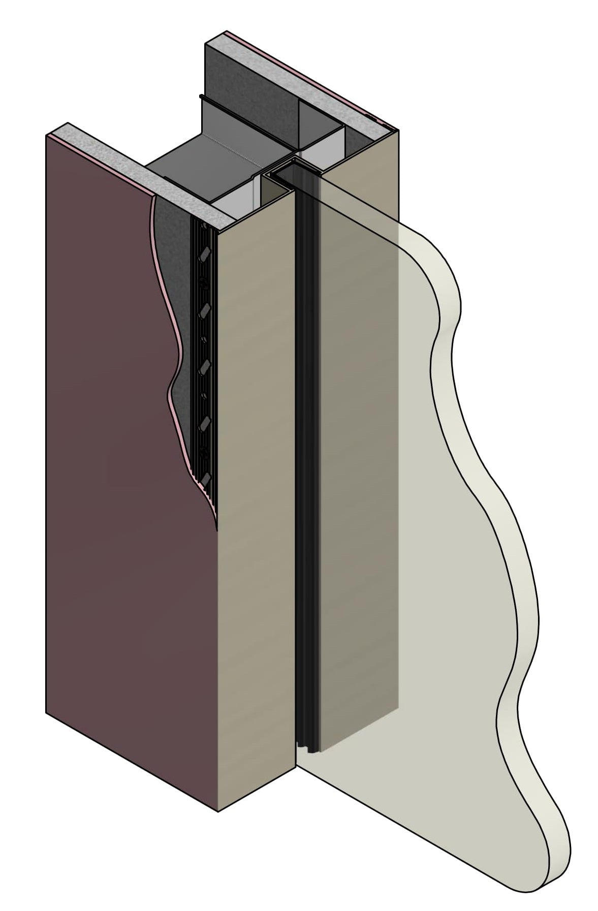 Flush Glazing Aluminium Drywall Channel - Wall Example