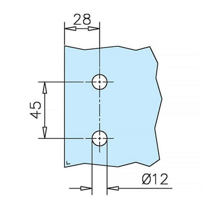 Glass Door Hinge - Rectangle Radius