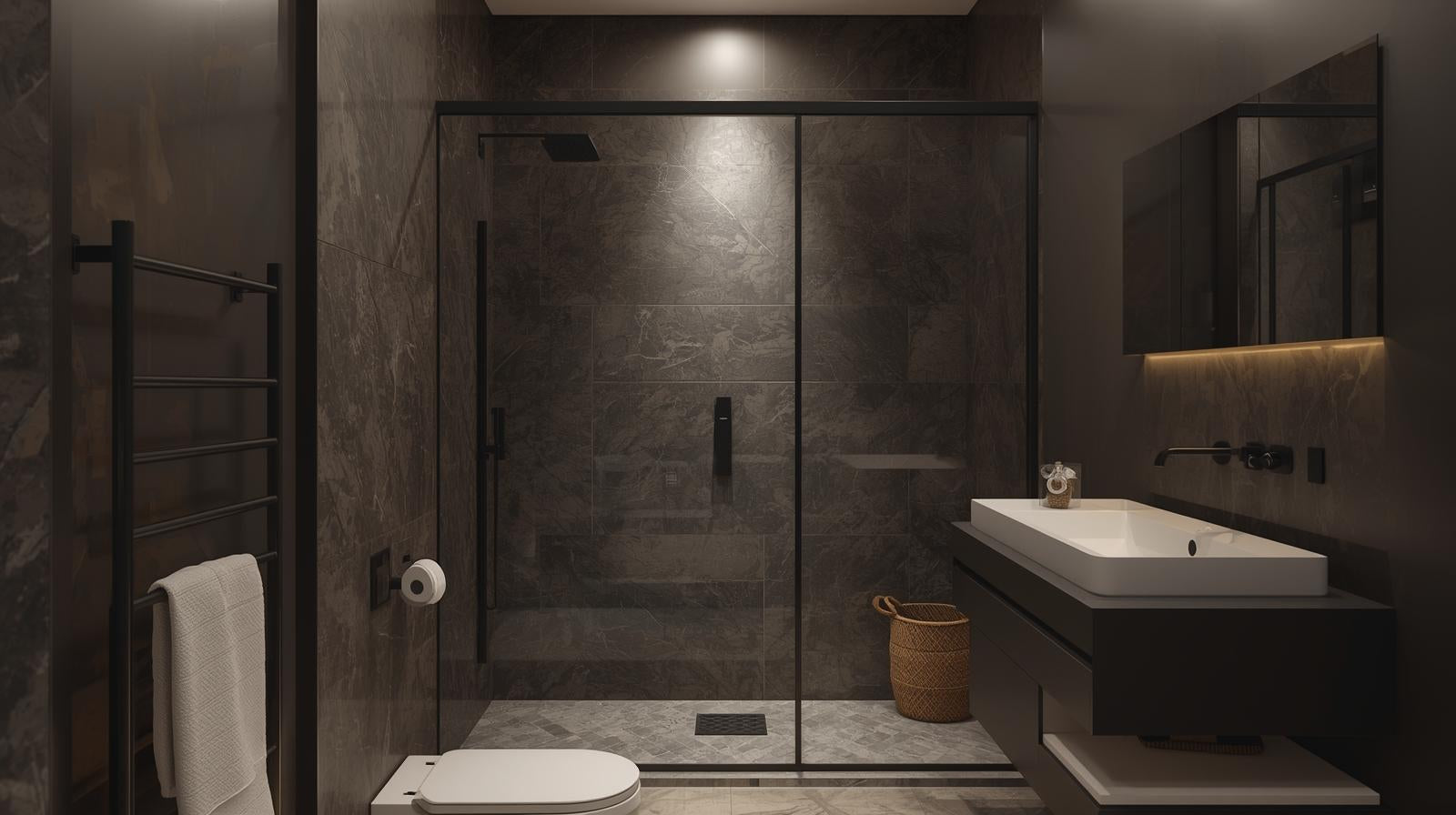slim_black_aluminium_washroom_walk_in_shower_screen